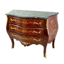 Cômoda Rococó Marchetado Bronze Mármore Luiz Xv Fino Abaulad Cômoda Rococó Marchetado Bronze Mármore Luiz Xv Fino Abaulad