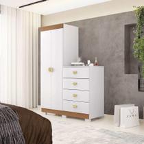 Cômoda Roupeiro 2 Portas 4 Gavetas Cristal - Branco Camarim - Vila Rica
