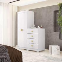 Cômoda Roupeiro 2 Portas 4 Gavetas Cristal - Branco - Vila Rica