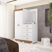 Cômoda Roupeiro 4 Gavetas Espelho Gerórgia Branco Camarim Cômoda Roupeiro 4 Gavetas Espelho Gerórgia Branco Camarim