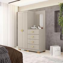 Cômoda Roupeiro 4 Gavetas Espelho Gerórgia Fendi