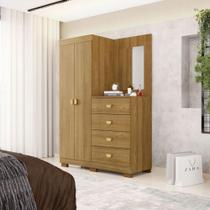 Cômoda Roupeiro 4 Gavetas Espelho Gerórgia Nature