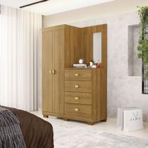 Cômoda Roupeiro Allure 4 Gavetas 1 Espelho 2 Portas com Prateleiras Nature G98 - Gran Belo