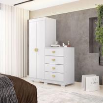Cômoda Roupeiro Allure 4 Gavetas 2 Portas com Prateleiras Branco G98 - Gran Belo Cômoda Roupeiro Allure 4 Gavetas 2 Portas com Prateleiras Branco G98 - Gran Belo