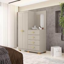 Cômoda Roupeiro Com Espelho 2 Portas 4 Gavetas Cristal - Fendi - Vila Rica