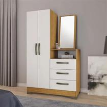 Comoda Roupeiro Com Espelho NT 5165 Freijó com Off White 2 Portas 3 Gavetas - Notável