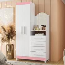 Comoda Roupeiro Com Espelho Tokyo Rosa Comoda Roupeiro Com Espelho Tokyo Rosa