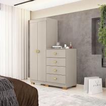 Cômoda Roupeiro Cris 2 Portas e 4 Gavetas Para Quarto Bebê