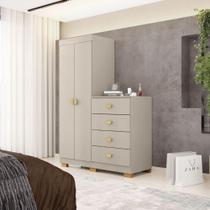 Cômoda Roupeiro Cristal 2 Portas 4 Gavetas Fendi com Nichos Vila Rica Cômoda Roupeiro Cristal 2 Portas 4 Gavetas Fendi com Nichos Vila Rica