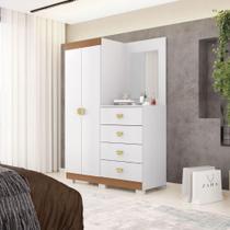 Cômoda Roupeiro Cristal 2 Portas 4 Gavetas MDP Branco Vila Rica