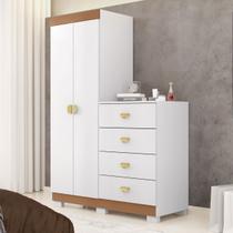 Cômoda Roupeiro Cristal 4 Gavetas 2 Portas Branco Camarim - Vila Rica