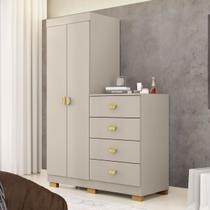 Cômoda Roupeiro Cristal 4 Gavetas 2 Portas Fendi - Vila Rica Cômoda Roupeiro Cristal 4 Gavetas 2 Portas Fendi - Vila Rica