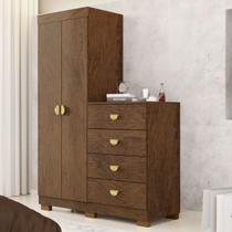 Cômoda Roupeiro Cristal 4 Gavetas 2 Portas Marrom - Vila Rica
