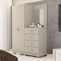 Cômoda Roupeiro Cristal c/ Espelho 4 Gavetas 2 Portas Fendi - Vila Rica Cômoda Roupeiro Cristal c/ Espelho 4 Gavetas 2 Portas Fendi - Vila Rica