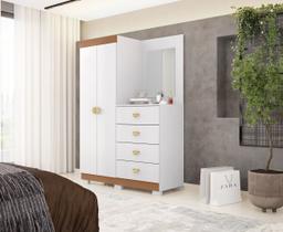 Cômoda Roupeiro Cristal com Espelho para Quarto - Branco/Camarim Flex Vila Rica