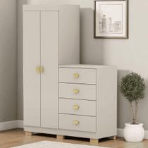 Cômoda Roupeiro Guarda-roupas 2 Portas 4 Gavetas Cristal Fendi - Mabe Magazine Cômoda Roupeiro Guarda-roupas 2 Portas 4 Gavetas Cristal Fendi - Mabe Magazine