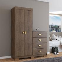 Cômoda Roupeiro Ingleses 2 Portas 4 Gavetas Imbuia - Panorama Móveis