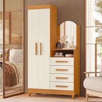 Cômoda Roupeiro Para Quarto 2 Portas 4 Gavetas com Espelho Alba A04 Cinamomo Off White - Lyam Decor Cômoda Roupeiro Para Quarto 2 Portas 4 Gavetas com Espelho Alba A04 Cinamomo Off White - Lyam Decor