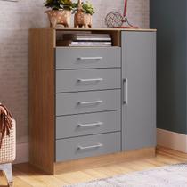 Cômoda Rubi 1 Porta 5 Gavetas Freijó/Cinza - Irm Móveis