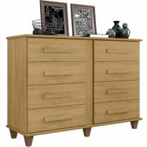Cômoda RV Móveis Geórgia 8 gavetas e largura de 136 cm e pês Cinamomo