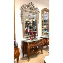 Cômoda Sala Estar c Espelho Prata Moldura Luxuosa