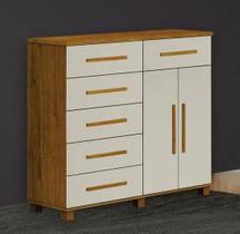 Cômoda São Paulo 6 Gavetas 2 Portas Cinamomo/Off- Leifer