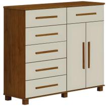 Cômoda São Paulo Cinamomo Off White 2 Portas 6 Gavetas Leifer Móveis