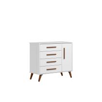 Cômoda Sap. 1Porta 4 Gavetas Q Encanto Retrô Branco Acetinado - Montanaris Decor