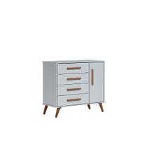 Cômoda Sap. 1Porta 4 Gavetas Q Encanto Retrô Cinza - Montanaris Decor