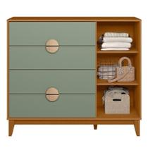 Cômoda Sapateira 1 Porta 4 Gavetas 120cm Ipê Cinamomo/sálvia - Albatroz