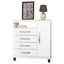 Cômoda Sapateira 1 Porta 4 Gavetas Cannes Branco Incorplac