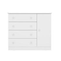 Comoda Sapateira 1 Porta 4 Gavetas Doce Sonho Branco/Branco- Qmovi