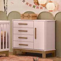 Cômoda Sapateira 1 Porta 4 Gavetas Encanto Slim Rosa Acetinado