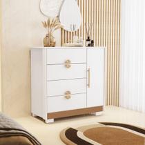 Cômoda Sapateira 1 Porta 4 Gavetas Ilha Bela Branco/camarim Flex - Mabe Magazine