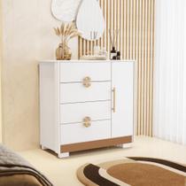 Cômoda Sapateira 1 Porta 4 Gavetas Ilha Bela Branco/Camarim Flex - MABE MAGAZINE