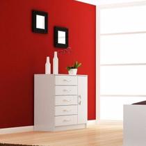 Cômoda Sapateira 1 Porta 5 Gavetas Zurique Branco