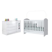 Cômoda Sapateira 100% MDF Ana Lívia 4 Gv + Berço Mini Cama 2x1 Pirulito - Bela Móveis