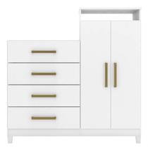 Cômoda Sapateira 2 Portas 4 Gavetas com Nicho Ana Branco Cômoda Sapateira 2 Portas 4 Gavetas com Nicho Ana Branco