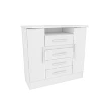 Comoda Sapateira 2 Portas 4 Gavetas Laguna CO2420 Branco Rodial Moveis