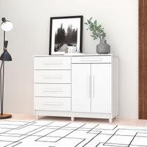 Cômoda Sapateira 2 Portas 5 Gavetas Para Quarto Escritório Sirius Branco Vila Rica Cômoda Sapateira 2 Portas 5 Gavetas Para Quarto Escritório Sirius Branco Vila Rica