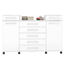 Cômoda Sapateira 2 Portas 7 Gavetas com Rodízios River Branco Cômoda Sapateira 2 Portas 7 Gavetas com Rodízios River Branco