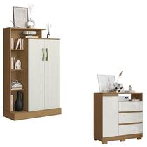 Cômoda Sapateira 2014143 e Armário Multiuso Florença 2000199 Atacama Off White - Aramóveis Cômoda Sapateira 2014143 e Armário Multiuso Florença 2000199 Atacama Off White - Aramóveis
