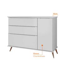 Cômoda Sapateira 3 Gavetas 1 Porta Retrô Infantil Com Pés Melinda Cinza - Phoenix Baby