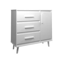 Cômoda Sapateira 3 Gavetas Maya Com Puxadores E Pés Retro Design Moderno Quarto Branco Mobília Decor