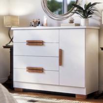 Cômoda Sapateira 4 Gavetas 1 Porta Brescia em MDF Branco Cômoda Sapateira 4 Gavetas 1 Porta Brescia em MDF Branco