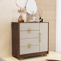 Cômoda Sapateira 4 Gavetas 1 Porta Ilha Bela Imbuia/Fendi - Vila Rica Cômoda Sapateira 4 Gavetas 1 Porta Ilha Bela Imbuia/Fendi - Vila Rica