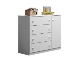 Cômoda Sapateira 4 Gavetas 1 Porta Organizadora Infantil Elisa Branco - Phoenix Baby