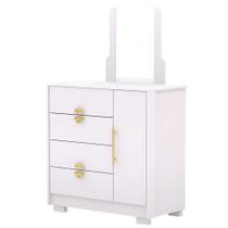 Cômoda Sapateira 4 Gavetas Com Espelho Clarabella Branco-camarim