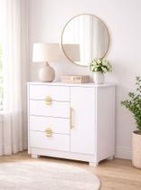 Cômoda Sapateira 4 Gavetas e 1 Porta Branco/Camarim Ilha Bela Vila Rica Cômoda Sapateira 4 Gavetas e 1 Porta Branco/Camarim Ilha Bela Vila Rica