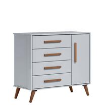 Cômoda Sapateira 4 Gavetas e 1 Porta Retrô Q Charm -Cinza Acetinado - ÉdeCasaMóveis
